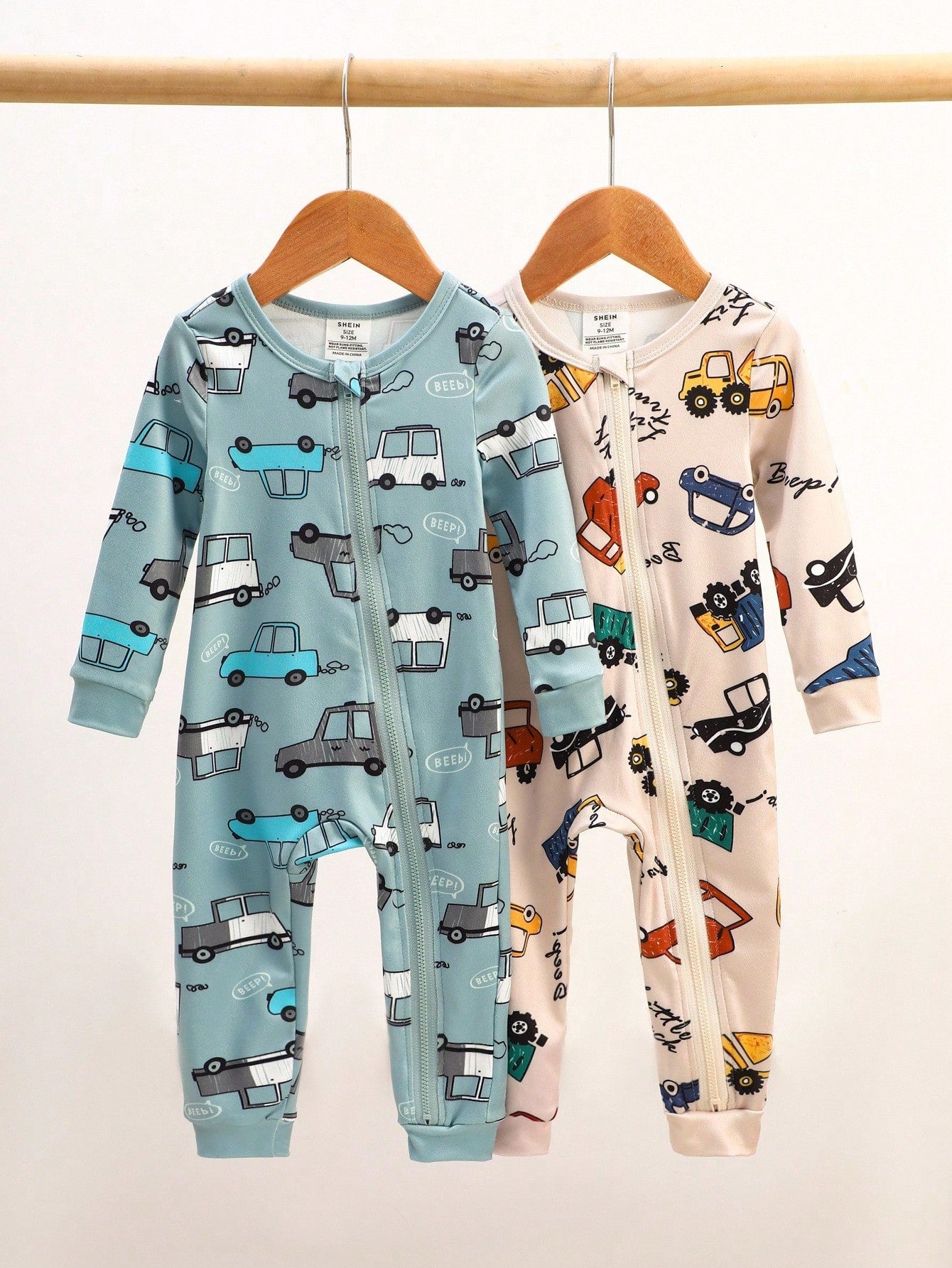 2pcs Baby Boy Cartoon Car Print Long Sleeve Jumpsuit Set,Comfortable Casual Cute Blue Lounge Homewear For Autumn,Snug Fit Pajamas Newborn Clothes Fall