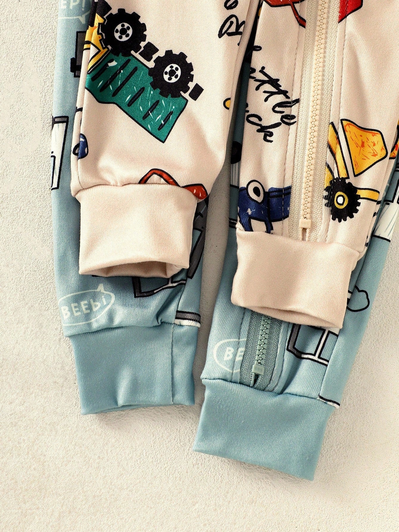 2pcs Baby Boy Cartoon Car Print Long Sleeve Jumpsuit Set,Comfortable Casual Cute Blue Lounge Homewear For Autumn,Snug Fit Pajamas Newborn Clothes Fall