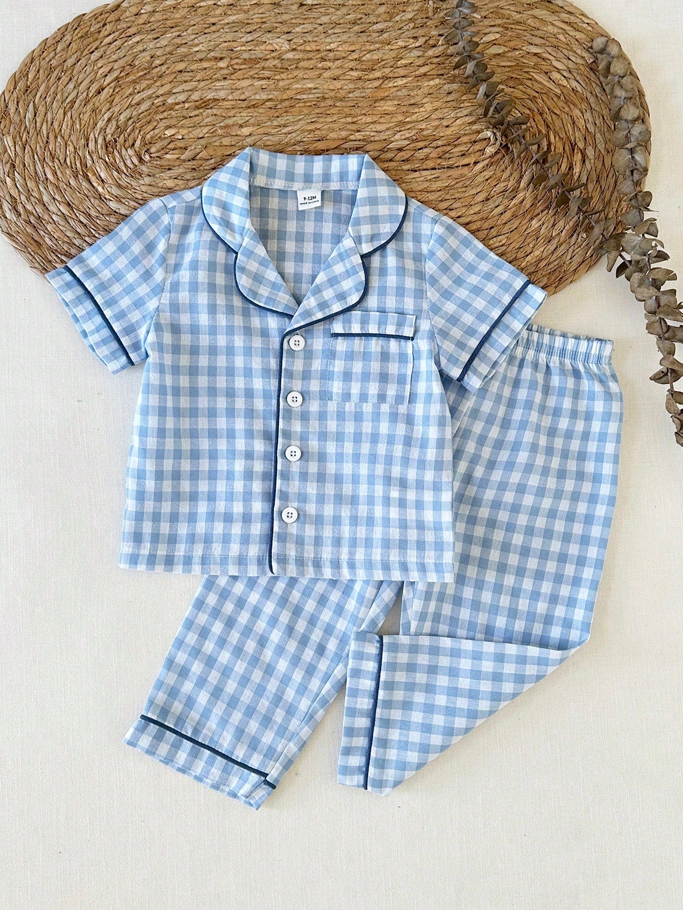 2pcs Baby Boy Casual Plaid Shirt Top And Pants Set, Comfortable For Spring/Summer Wear