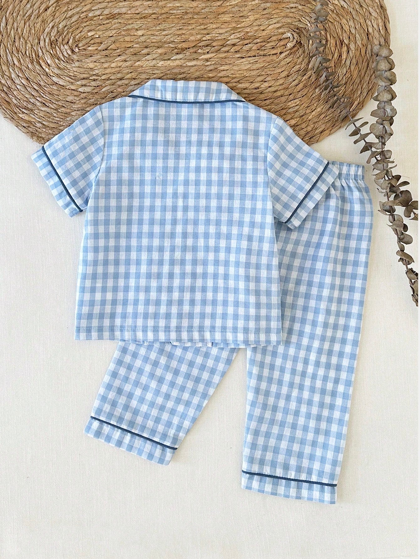 2pcs Baby Boy Casual Plaid Shirt Top And Pants Set, Comfortable For Spring/Summer Wear