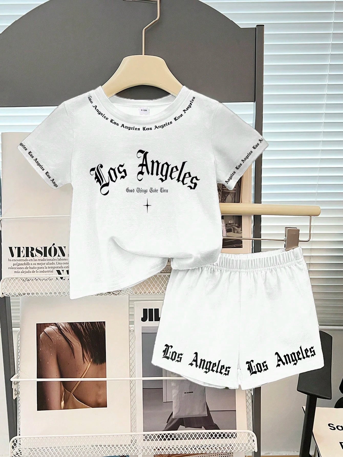 2pcs Baby Boy Street Style English Letter Print Set, Suitable For Outings In Summer