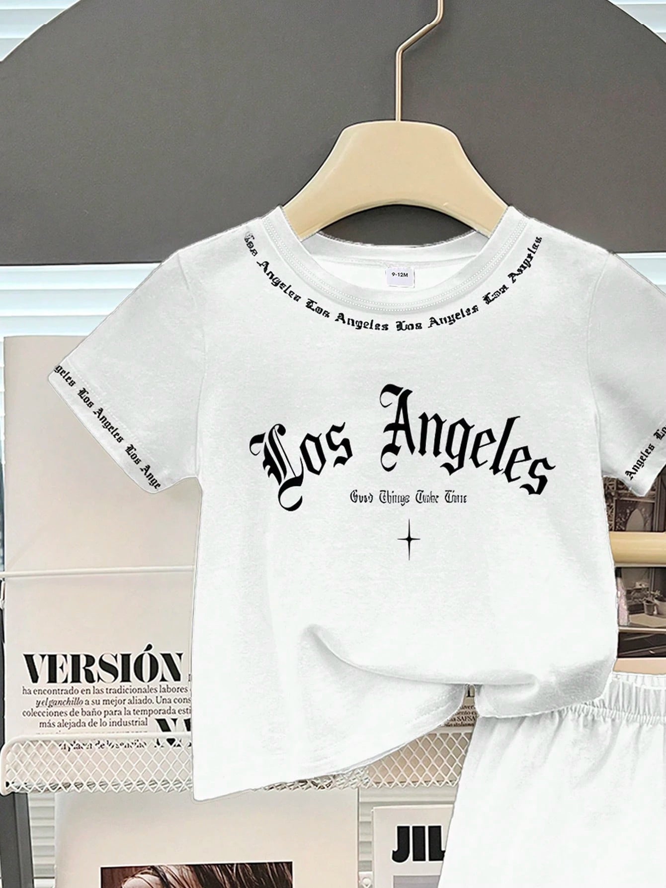 2pcs Baby Boy Street Style English Letter Print Set, Suitable For Outings In Summer