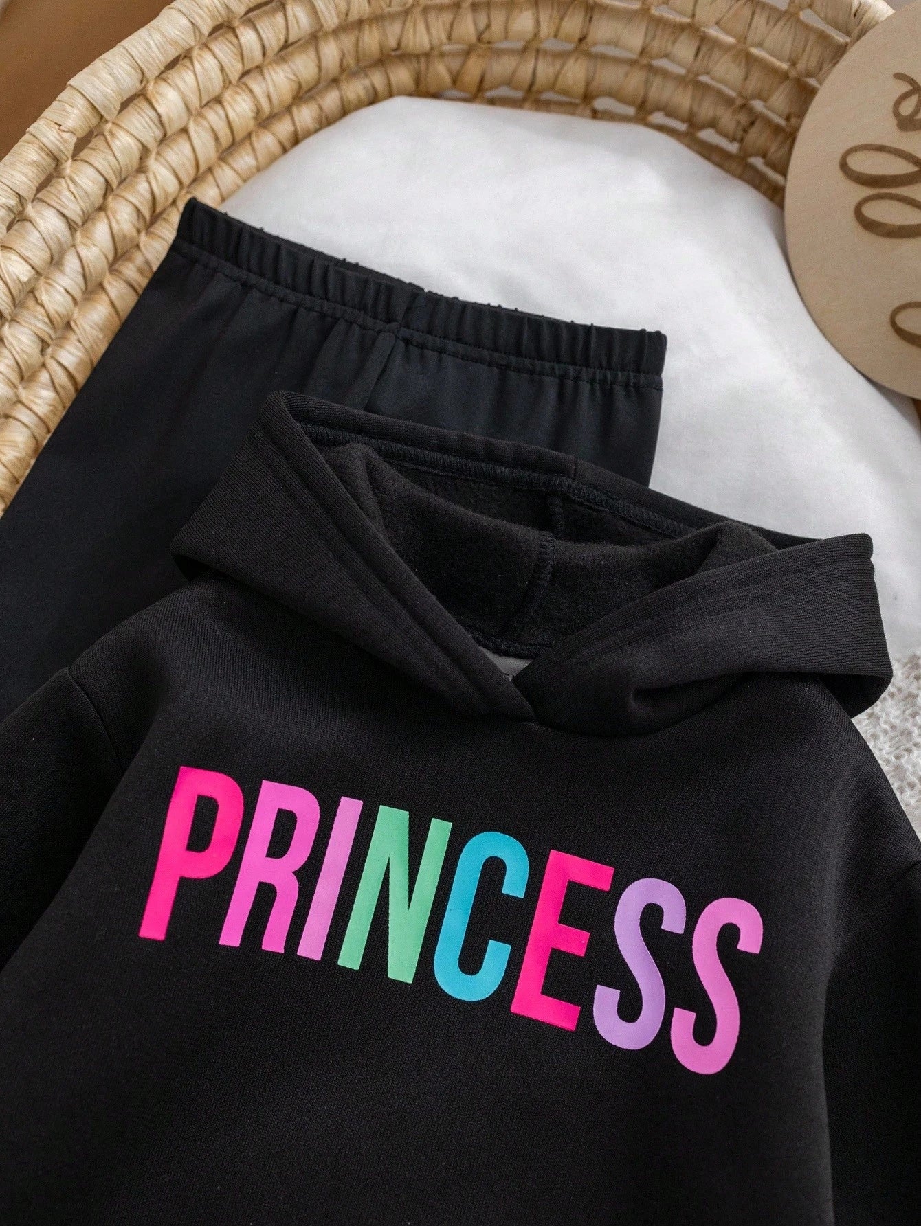 2pcs Baby Girl Casual Knit Letter Print Long Sleeve Sweatshirt And Pants Set Fall Winter