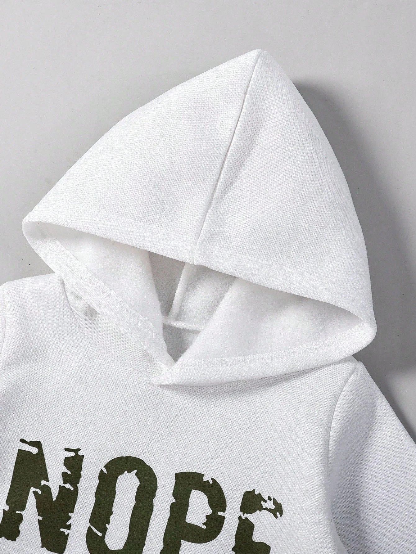 2pcs Baby Girl Set White Knitted Printed Hooded Sweatshirt Relaxed Cargo Pants Elastic Waist Loose Fit Casual Date Autumn Winter Fashionable Outfit