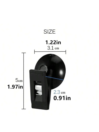 2pcs Car Interior Window Clip Mount Black Suction Cap Clip Plastic Sucker Removable Holder For Sunshade Curtain Towel Ticket