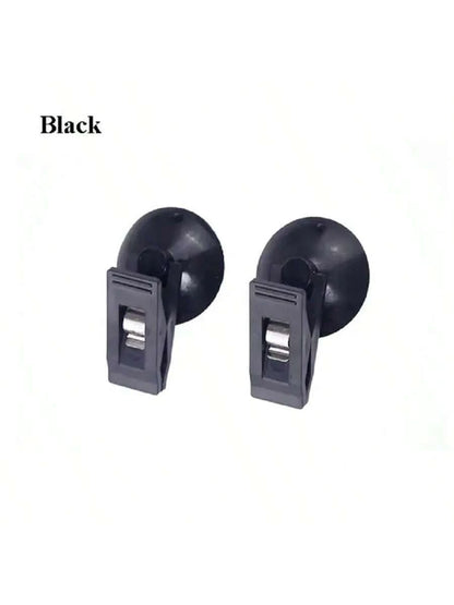 2pcs Car Interior Window Clip Mount Black Suction Cap Clip Plastic Sucker Removable Holder For Sunshade Curtain Towel Ticket