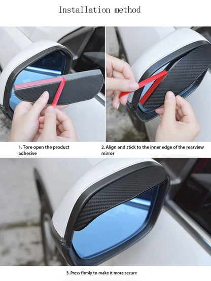 2pcs Car Rearview Mirror Rain Guards, Extra Wide & Large Side Mirror Rain Shields, Self-Adhesive Waterproof Anti-Glare Rearview Mirror Rain Covers Accessories, Suitable For Most Car Models