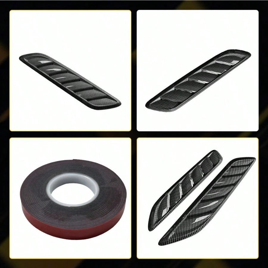 2PCS Carbon Fiber Car Side Fender Hood Bonnet Vent Air Flow Intake Scoop Cover E