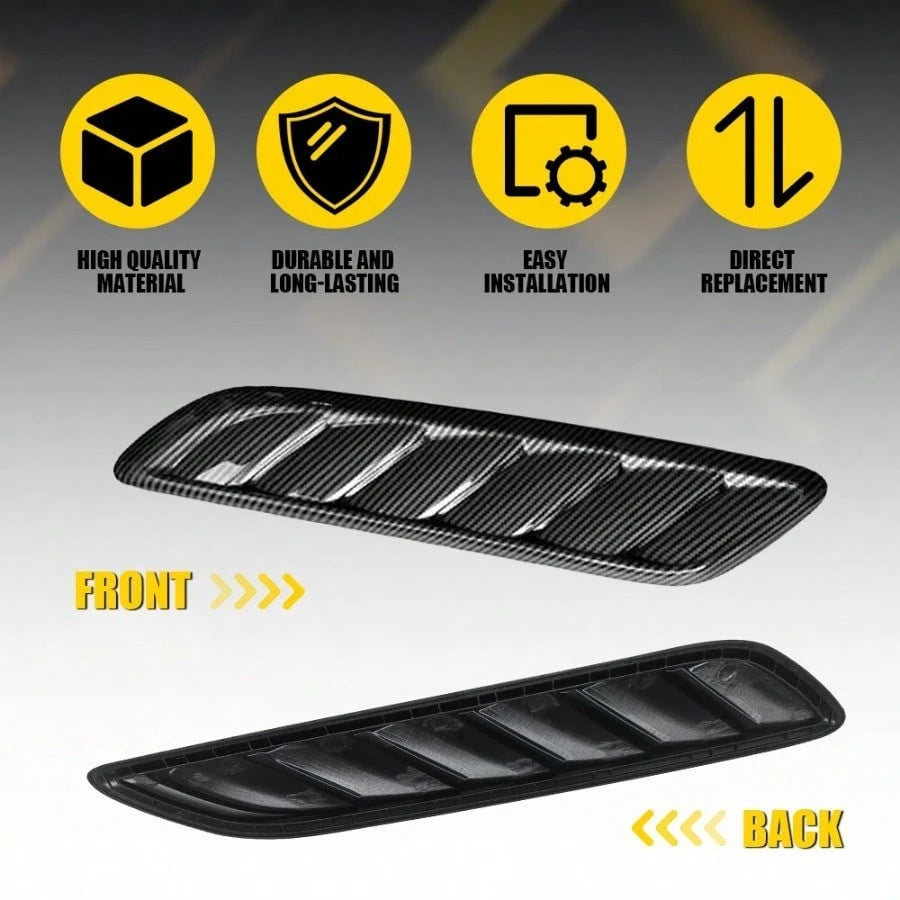 2PCS Carbon Fiber Car Side Fender Hood Bonnet Vent Air Flow Intake Scoop Cover E