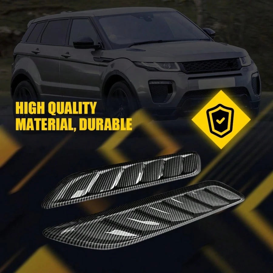 2PCS Carbon Fiber Car Side Fender Hood Bonnet Vent Air Flow Intake Scoop Cover E