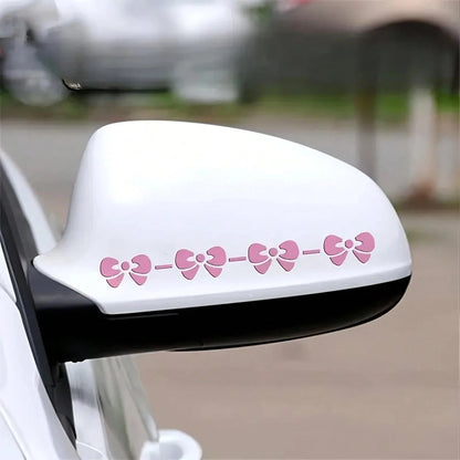 2pcs Cute Bow Waterproof Car Stickers- Ideal For Applying On Car Windows And Laptops, Girls' Accessories, Car Decals, Adorable