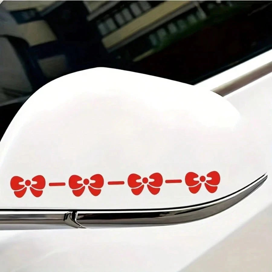 2pcs Cute Bow Waterproof Car Stickers- Ideal For Applying On Car Windows And Laptops, Girls' Accessories, Car Decals, Adorable