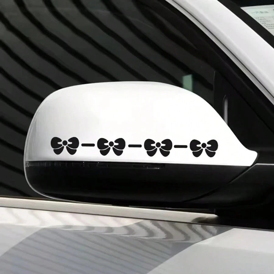 2pcs Cute Bow Waterproof Car Stickers- Ideal For Applying On Car Windows And Laptops, Girls' Accessories, Car Decals, Adorable