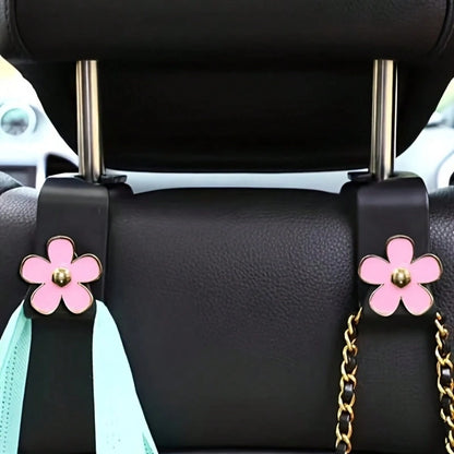 2Pcs Cute Flower Car Seat Back Storage Hook- Multifunctional Rear Seat Storage Hook, Non-Slip Load-Bearing Design, Space-Saving Car Interior Accessories, Car Storage Accessories
