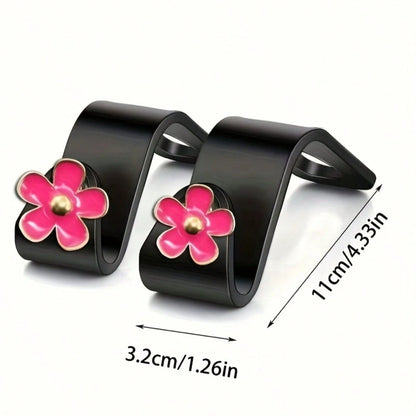 2Pcs Cute Flower Car Seat Back Storage Hook- Multifunctional Rear Seat Storage Hook, Non-Slip Load-Bearing Design, Space-Saving Car Interior Accessories, Car Storage Accessories