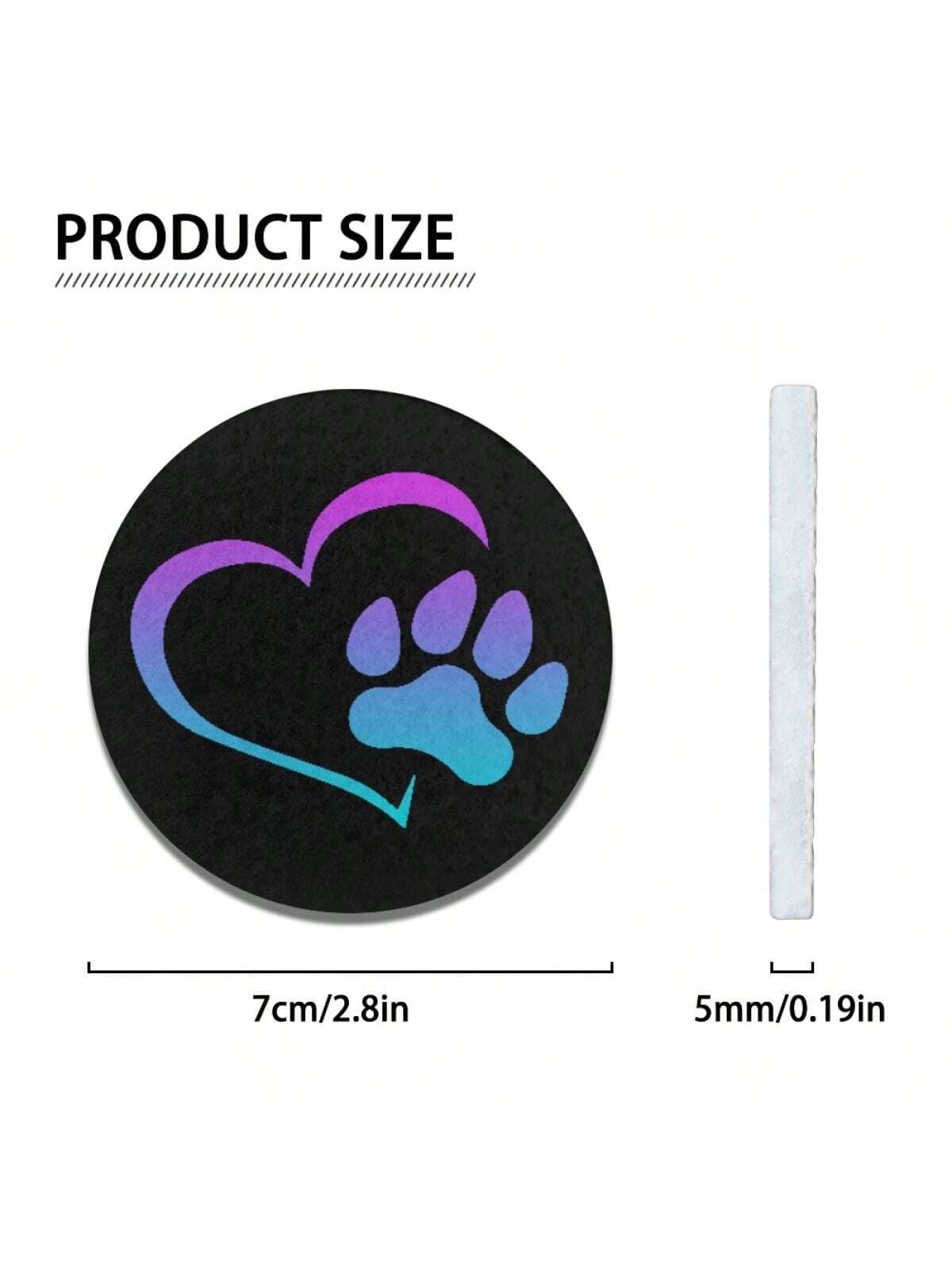 2pcs Heat Dog Paw Car Coasters For Women Men, Absorbent Drink Cup Car Holder Coasters With A Finger Notch For Car Decorations