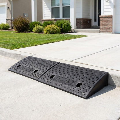 2pcs Heavy-Duty Portable Plastic Threshold Ramps With Non-Slip & Threshold- Lightweight Suitable For Sidewalks, Cars,, Motorcycles