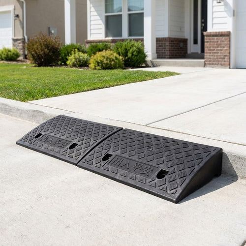 2pcs Heavy-Duty Portable Plastic Threshold Ramps With Non-Slip & Threshold- Lightweight Suitable For Sidewalks, Cars,, Motorcycles