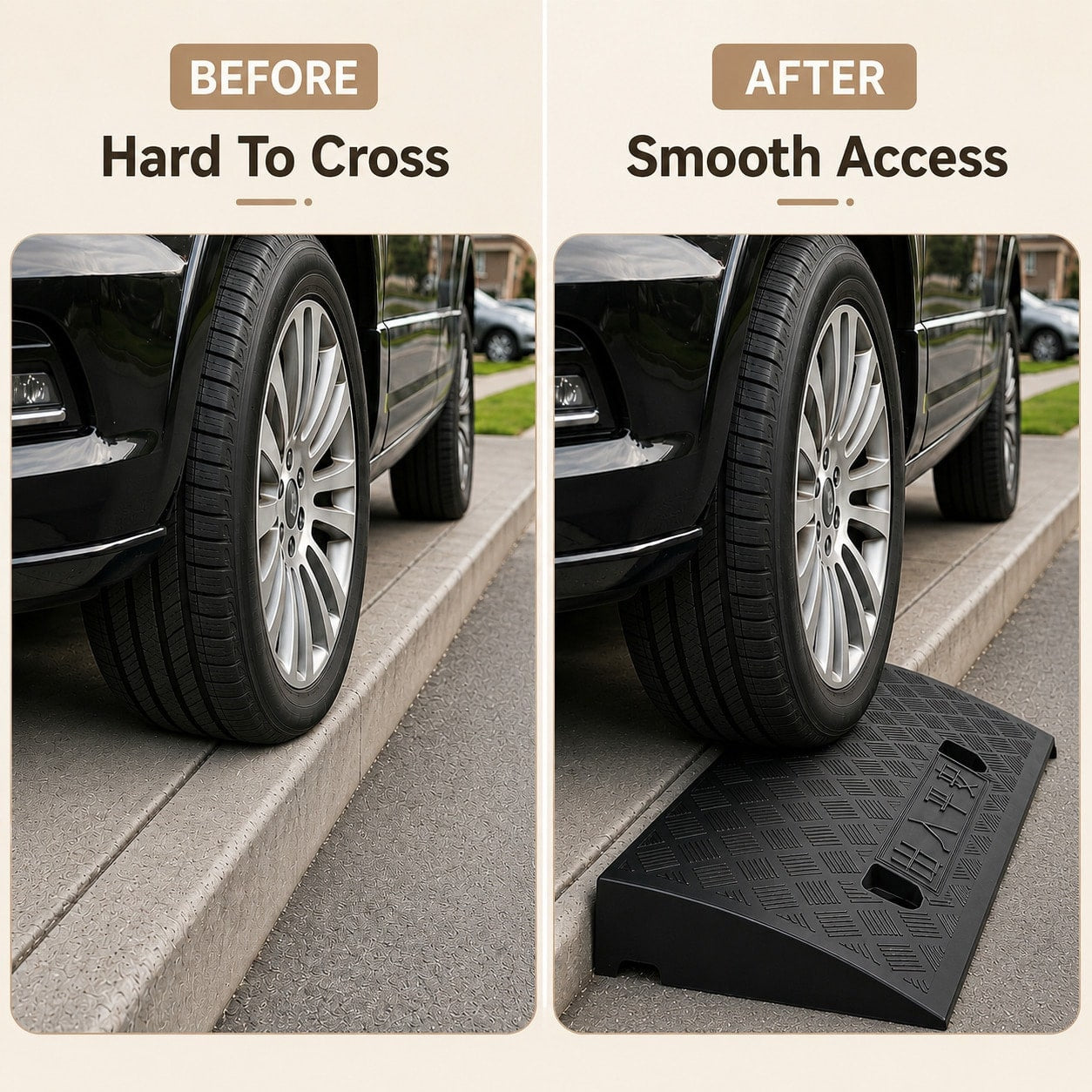 2pcs Heavy-Duty Portable Plastic Threshold Ramps With Non-Slip & Threshold- Lightweight Suitable For Sidewalks, Cars,, Motorcycles