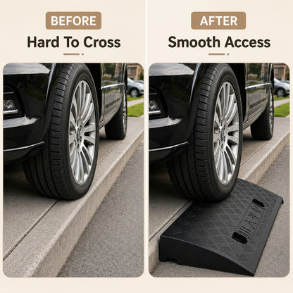 2pcs Heavy-Duty Portable Plastic Threshold Ramps With Non-Slip & Threshold- Lightweight Suitable For Sidewalks, Cars,, Motorcycles