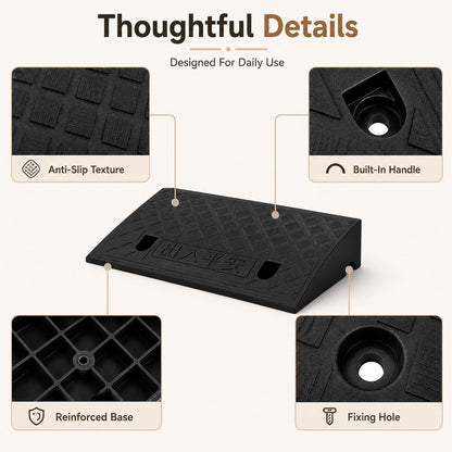 2pcs Heavy-Duty Portable Plastic Threshold Ramps With Non-Slip & Threshold- Lightweight Suitable For Sidewalks, Cars,, Motorcycles