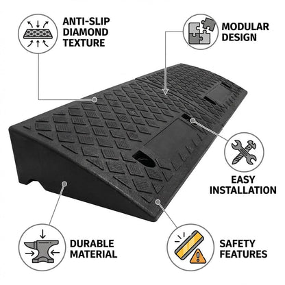2pcs Heavy-Duty Portable Plastic Threshold Ramps With Non-Slip & Threshold- Lightweight Suitable For Sidewalks, Cars,, Motorcycles