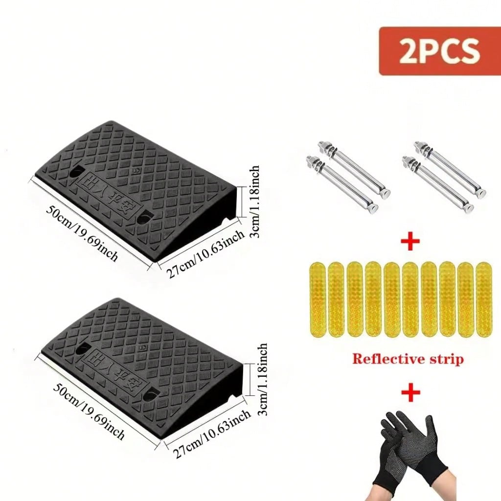 2pcs Heavy-Duty Portable Plastic Threshold Ramps With Non-Slip & Threshold- Lightweight Suitable For Sidewalks, Cars,, Motorcycles