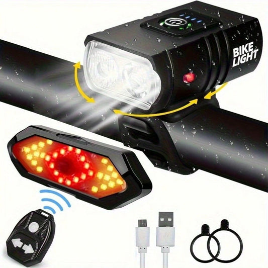 2pcs High-Brightness Bicycle Turn Signal Tail Light With White Front Light Ultra Bright LED Safety Warning Night Riding Bike