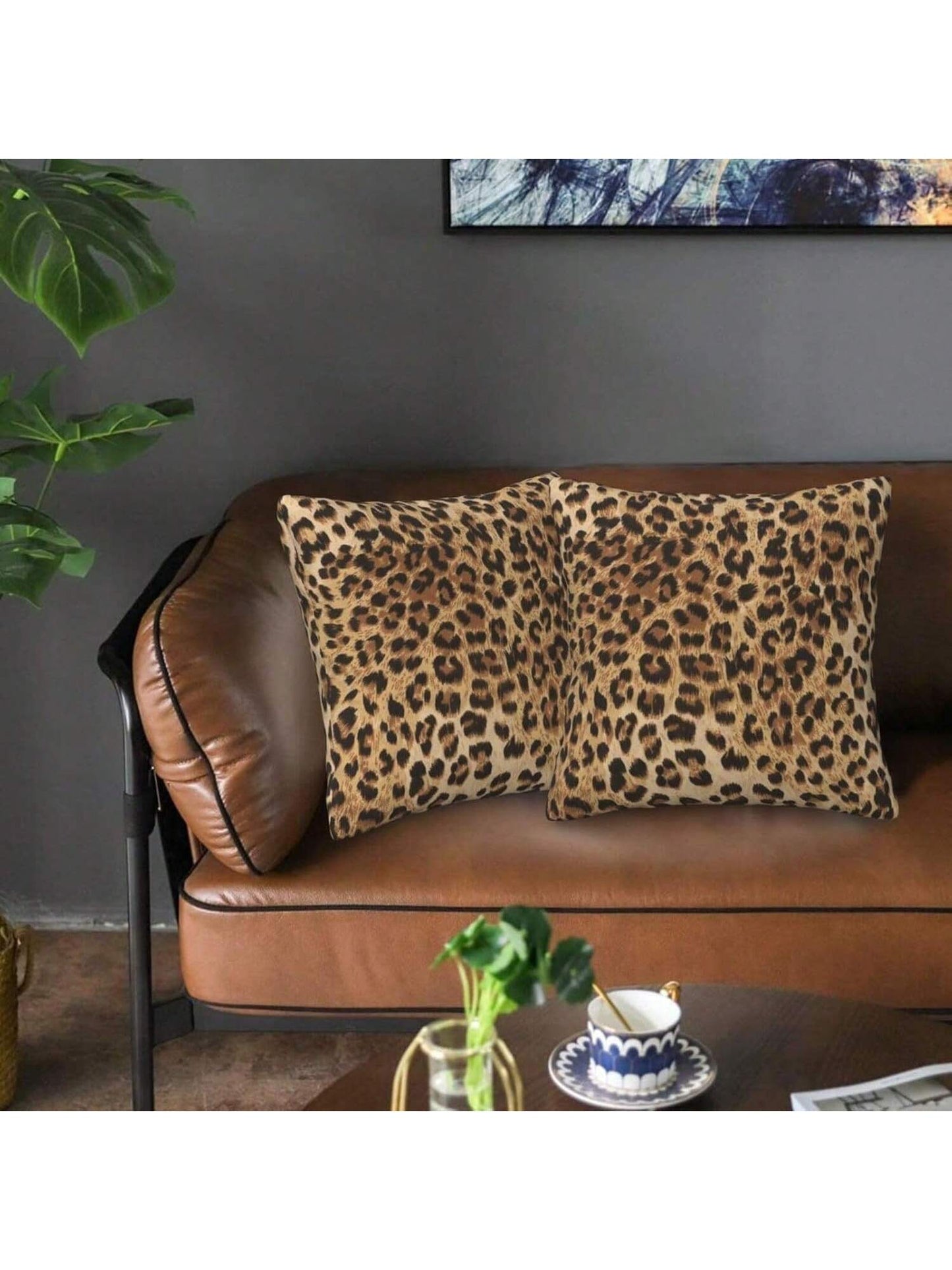 2pcs Leopard Print Decorative Pillow Covers, Suitable For Sofa Cushions, Modern Decorative Square Throw Pillows For Home Living Room, Bedroom, Mattress, Outdoor Use, Double-Sided Design, Pillow Insert
