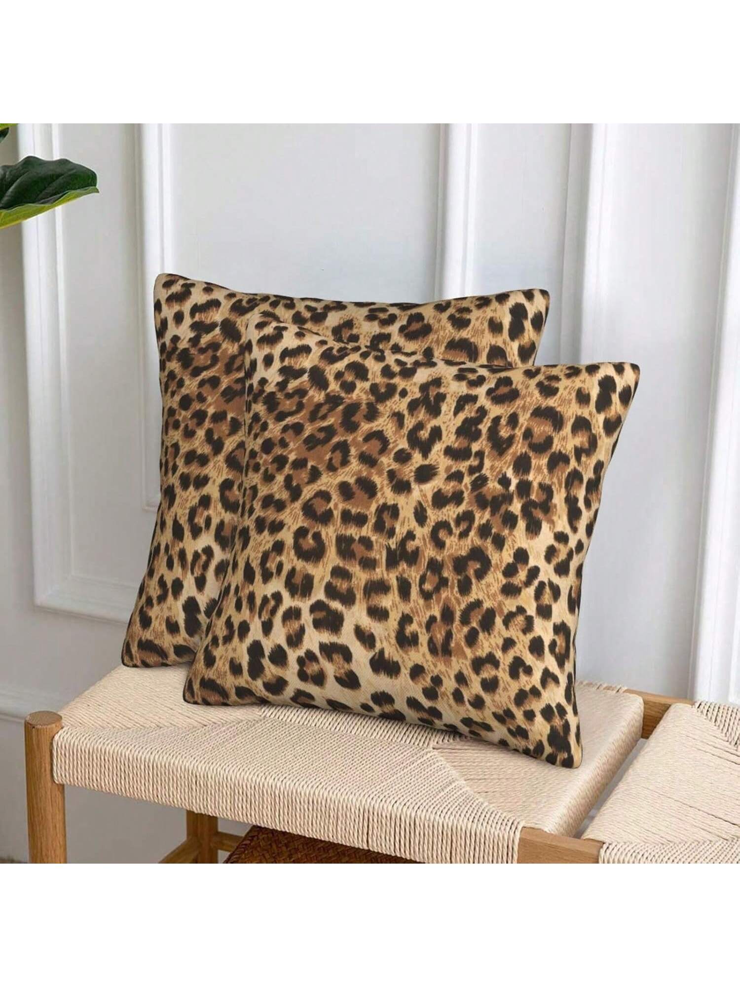 2pcs Leopard Print Decorative Pillow Covers, Suitable For Sofa Cushions, Modern Decorative Square Throw Pillows For Home Living Room, Bedroom, Mattress, Outdoor Use, Double-Sided Design, Pillow Insert