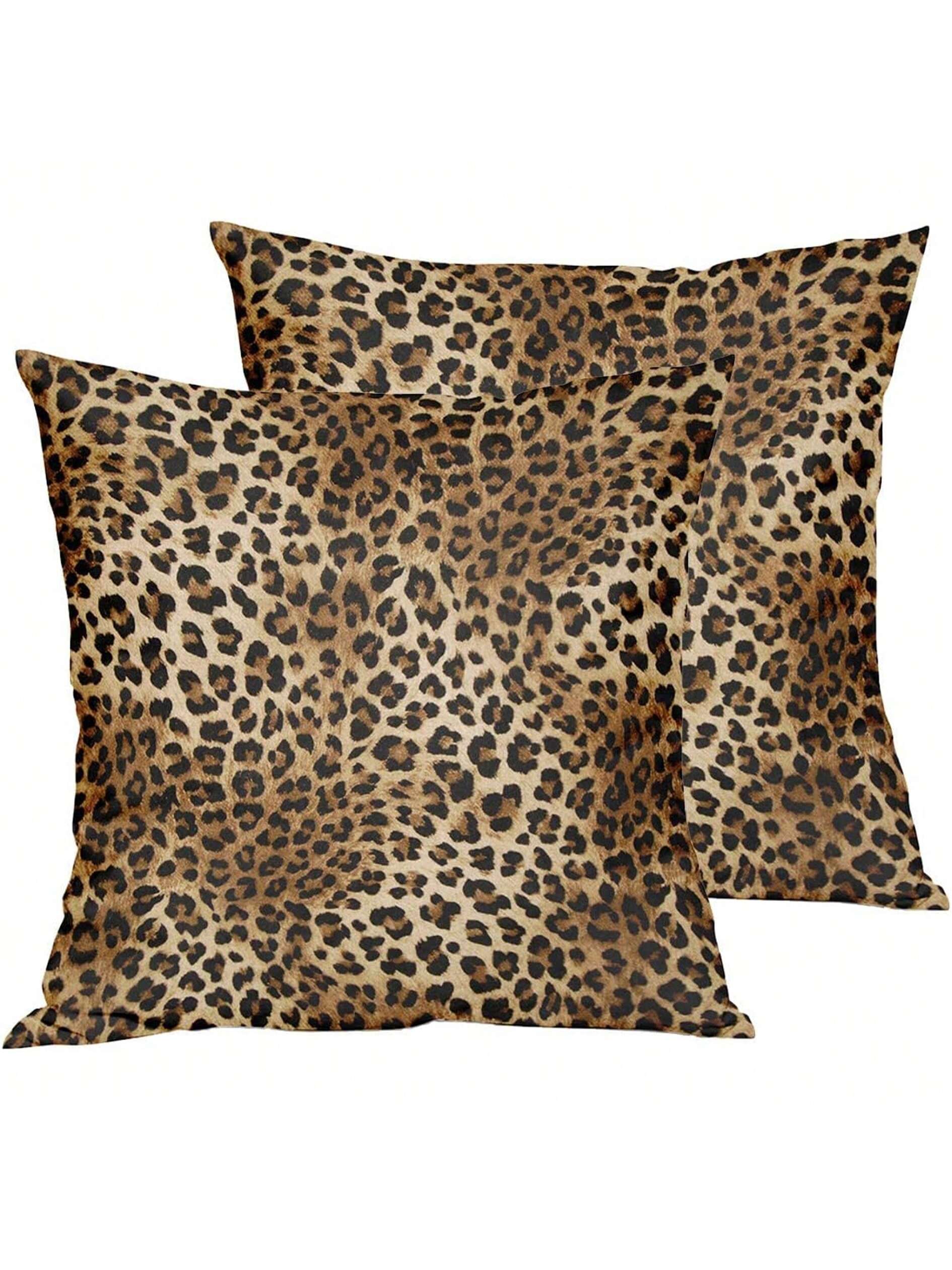 2pcs Leopard Print Decorative Pillow Covers, Suitable For Sofa Cushions, Modern Decorative Square Throw Pillows For Home Living Room, Bedroom, Mattress, Outdoor Use, Double-Sided Design, Pillow Insert
