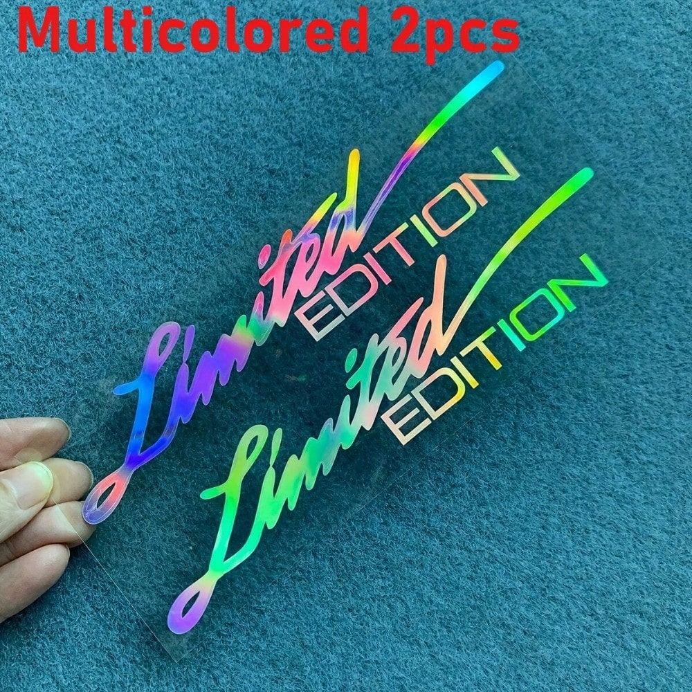 2pcs Limited Edition Reflective Car Stickers- Laser Cut Adhesive PVC Bicycle Stickers With English Letters- Disposable Use Vehicle Decals For Bumper And Windows