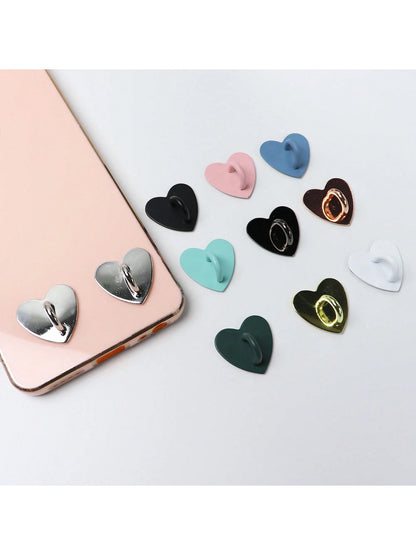 2pcs Metal Phone Case Decorative Accessories, Heart-Shaped Base, Pendant, Hanging Hook
