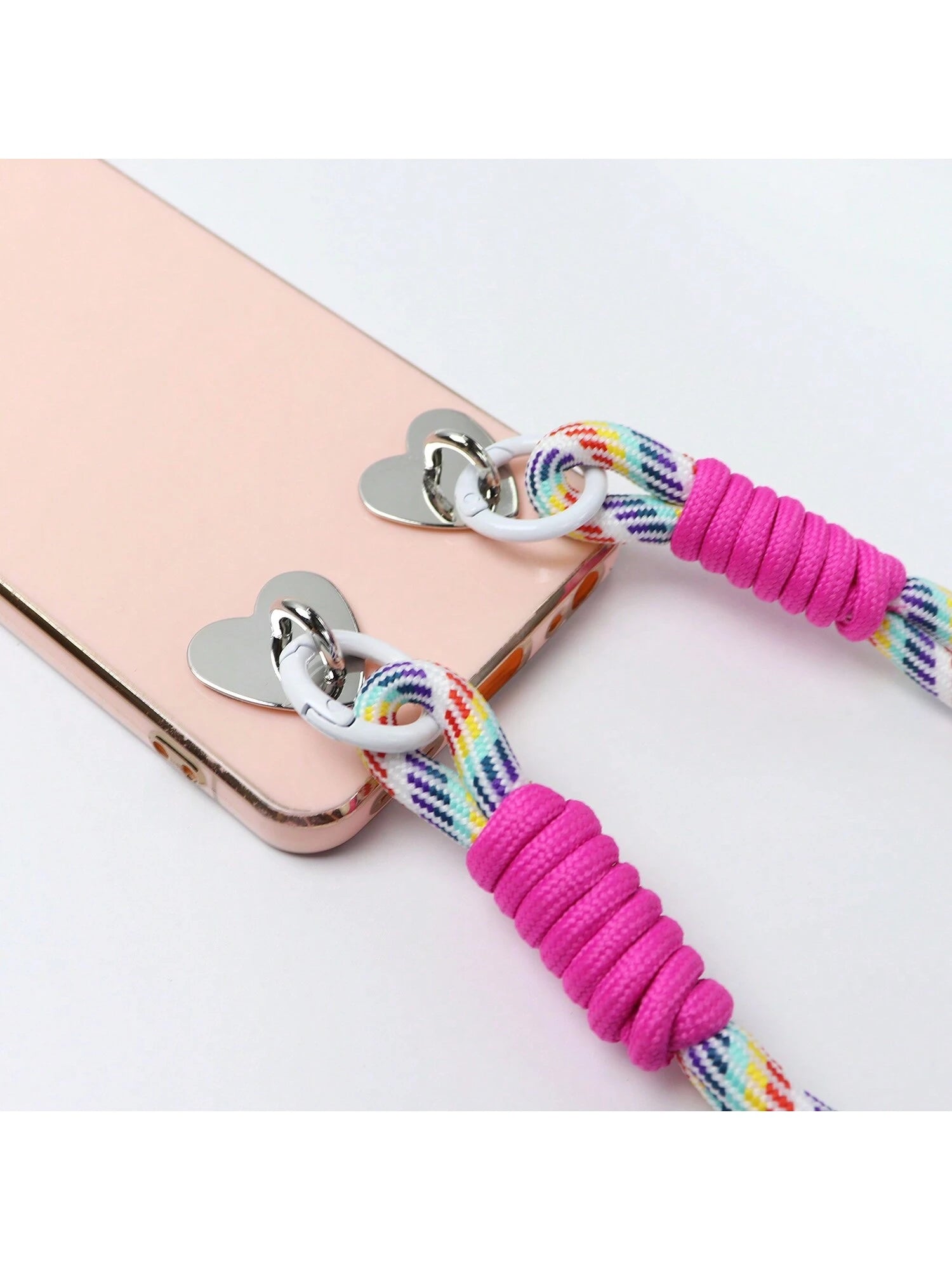2pcs Metal Phone Case Decorative Accessories, Heart-Shaped Base, Pendant, Hanging Hook