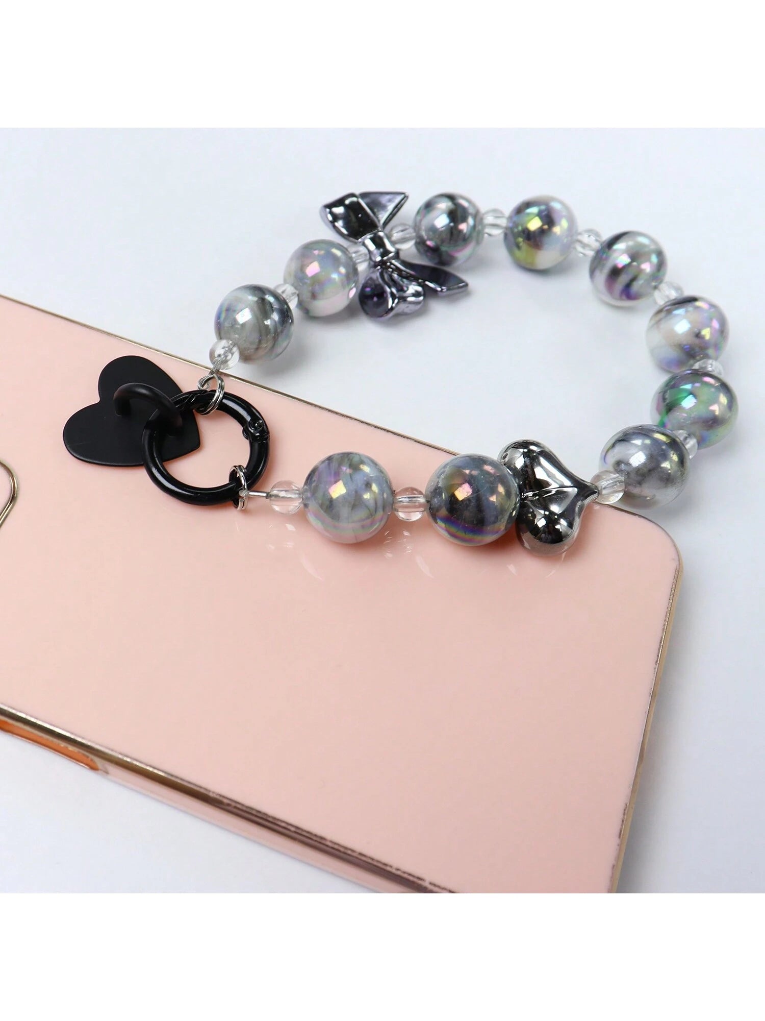 2pcs Metal Phone Case Decorative Accessories, Heart-Shaped Base, Pendant, Hanging Hook