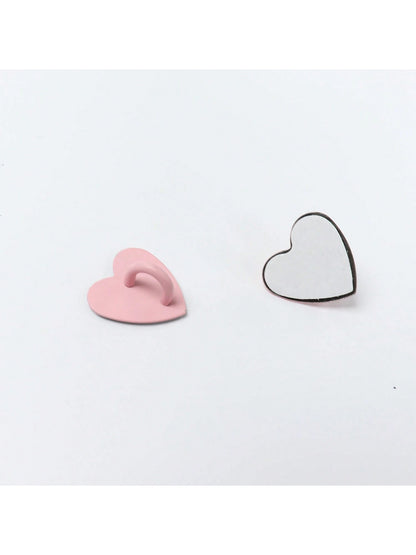 2pcs Metal Phone Case Decorative Accessories, Heart-Shaped Base, Pendant, Hanging Hook