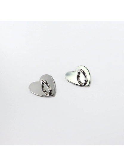 2pcs Metal Phone Case Decorative Accessories, Heart-Shaped Base, Pendant, Hanging Hook
