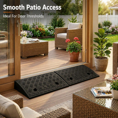 2PCS Multi-Purpose Access Ramp, Lightweight Plastic Threshold Ramp For Doorways, Curbs, Patios And Home Entryways, Suitable For Scooters, Carts And Strollers