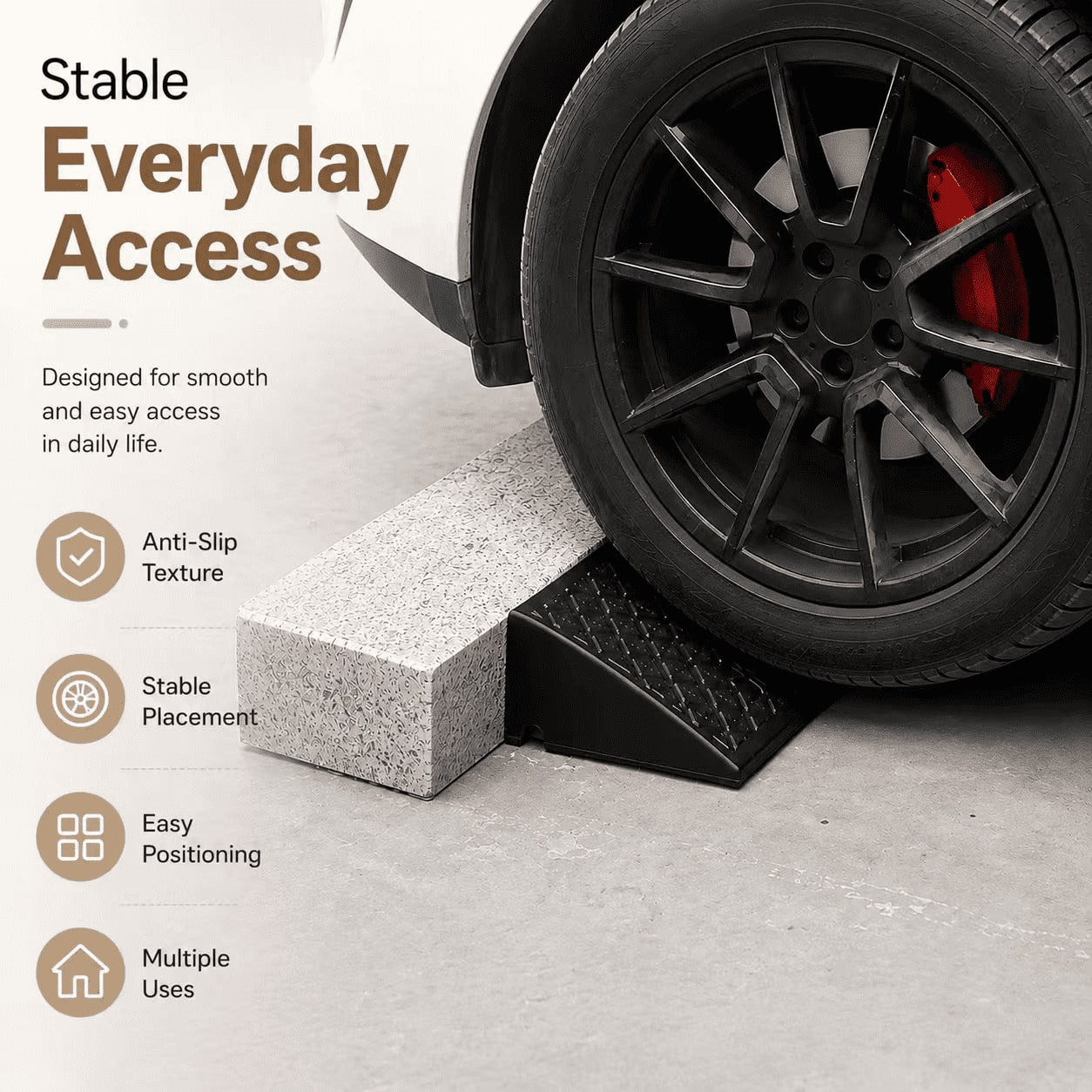 2PCS Multi-Purpose Access Ramp, Lightweight Plastic Threshold Ramp For Doorways, Curbs, Patios And Home Entryways, Suitable For Scooters, Carts And Strollers
