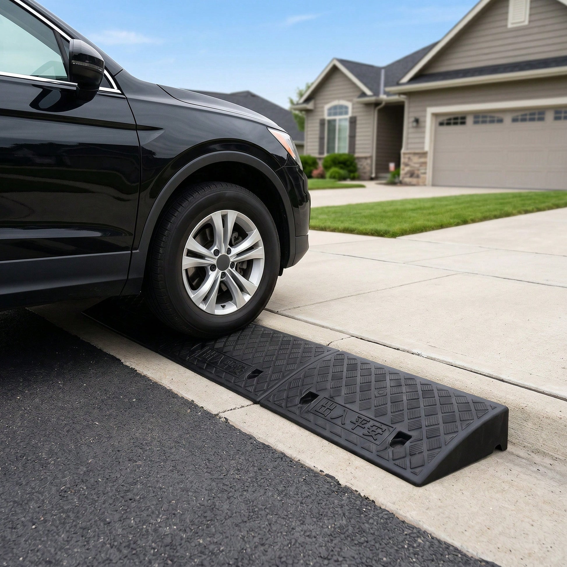 2PCS Multi-Purpose Access Ramp, Lightweight Plastic Threshold Ramp For Doorways, Curbs, Patios And Home Entryways, Suitable For Scooters, Carts And Strollers