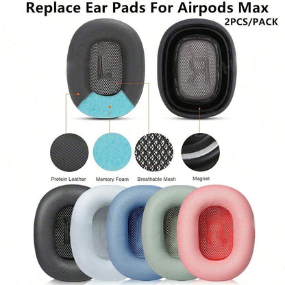 2pcs/Pack Replacement Ear Cushions For Airpods Max, Leather Protein Foam Earmuffs, Soft Protein Leather Earpads, Breathable And Comfortable, Multiple Color Options, Great Gift