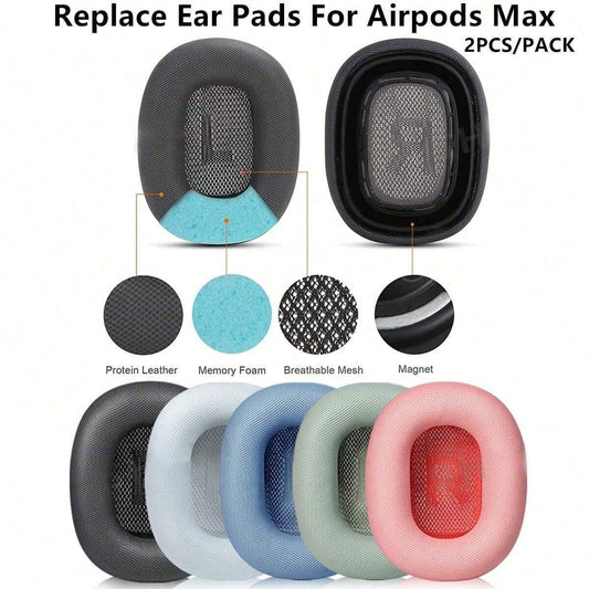 2pcs/Pack Replacement Ear Cushions For Airpods Max, Leather Protein Foam Earmuffs, Soft Protein Leather Earpads, Breathable And Comfortable, Multiple Color Options, Great Gift