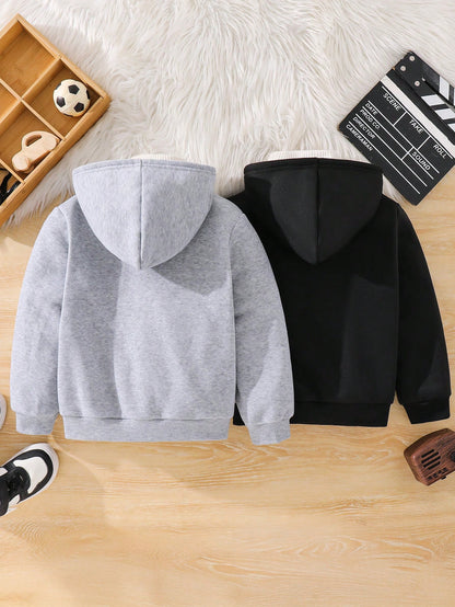 2pcs Piece Set,Buy One Get One,Kids Boys Girls Casual Hooded Sweatshirt,Long Sleeve Basic Autumn Tops,Back To School Clothes,Winter Coat,Career Day