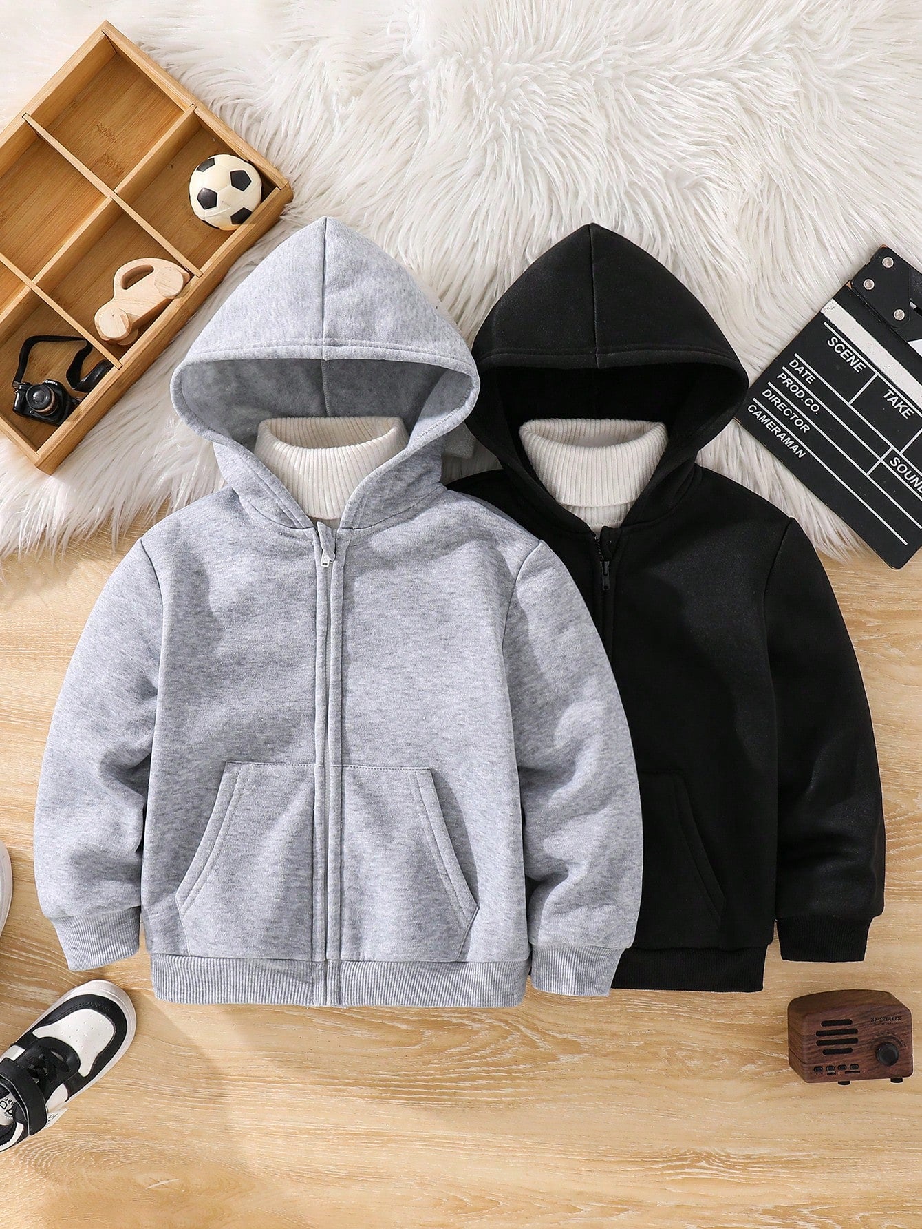 2pcs Piece Set,Buy One Get One,Kids Boys Girls Casual Hooded Sweatshirt,Long Sleeve Basic Autumn Tops,Back To School Clothes,Winter Coat,Career Day