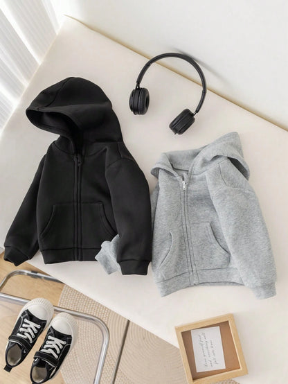 2pcs Piece Set,Buy One Get One,Kids Boys Girls Casual Hooded Sweatshirt,Long Sleeve Basic Autumn Tops,Back To School Clothes,Winter Coat,Career Day