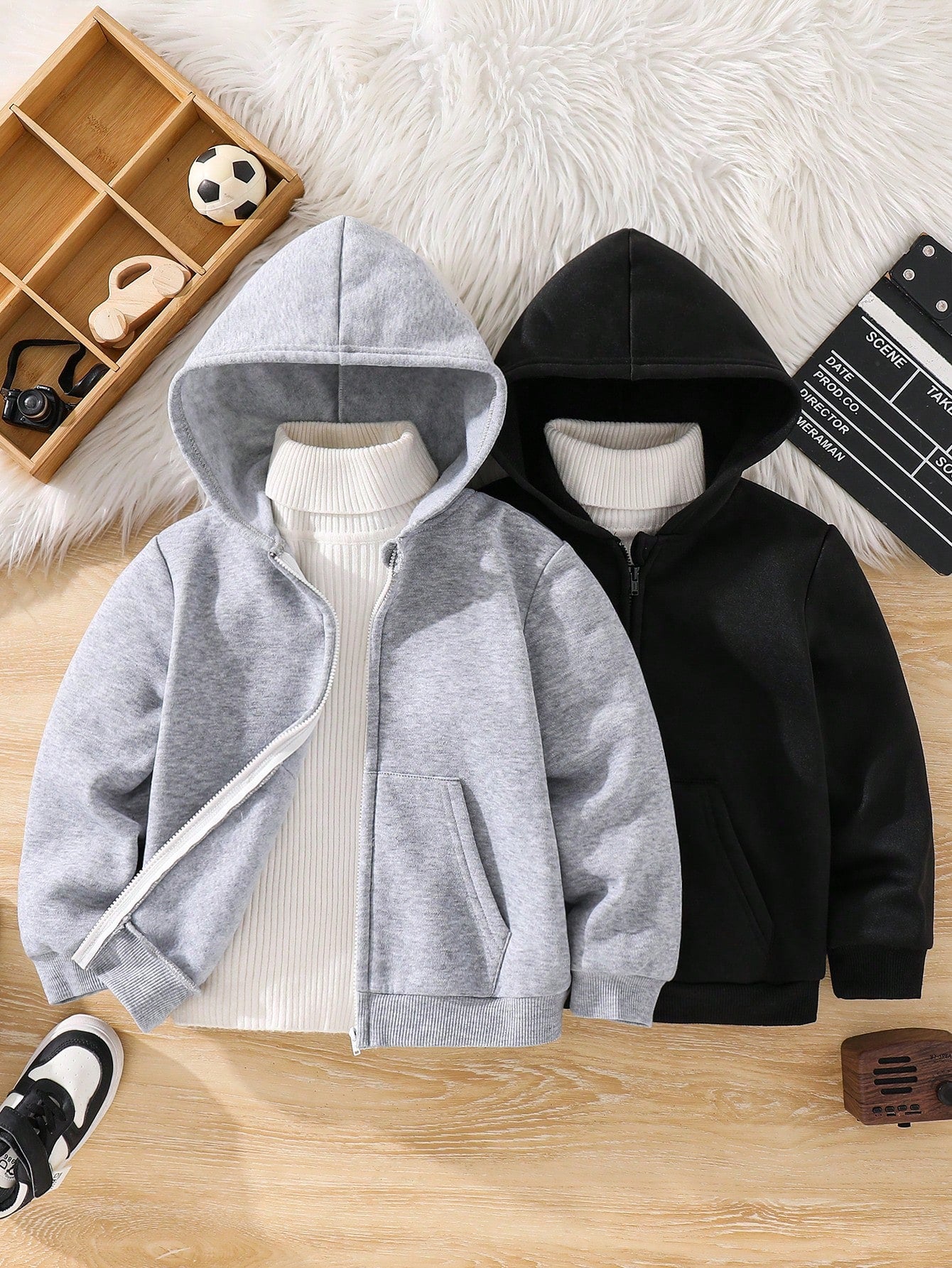 2pcs Piece Set,Buy One Get One,Kids Boys Girls Casual Hooded Sweatshirt,Long Sleeve Basic Autumn Tops,Back To School Clothes,Winter Coat,Career Day