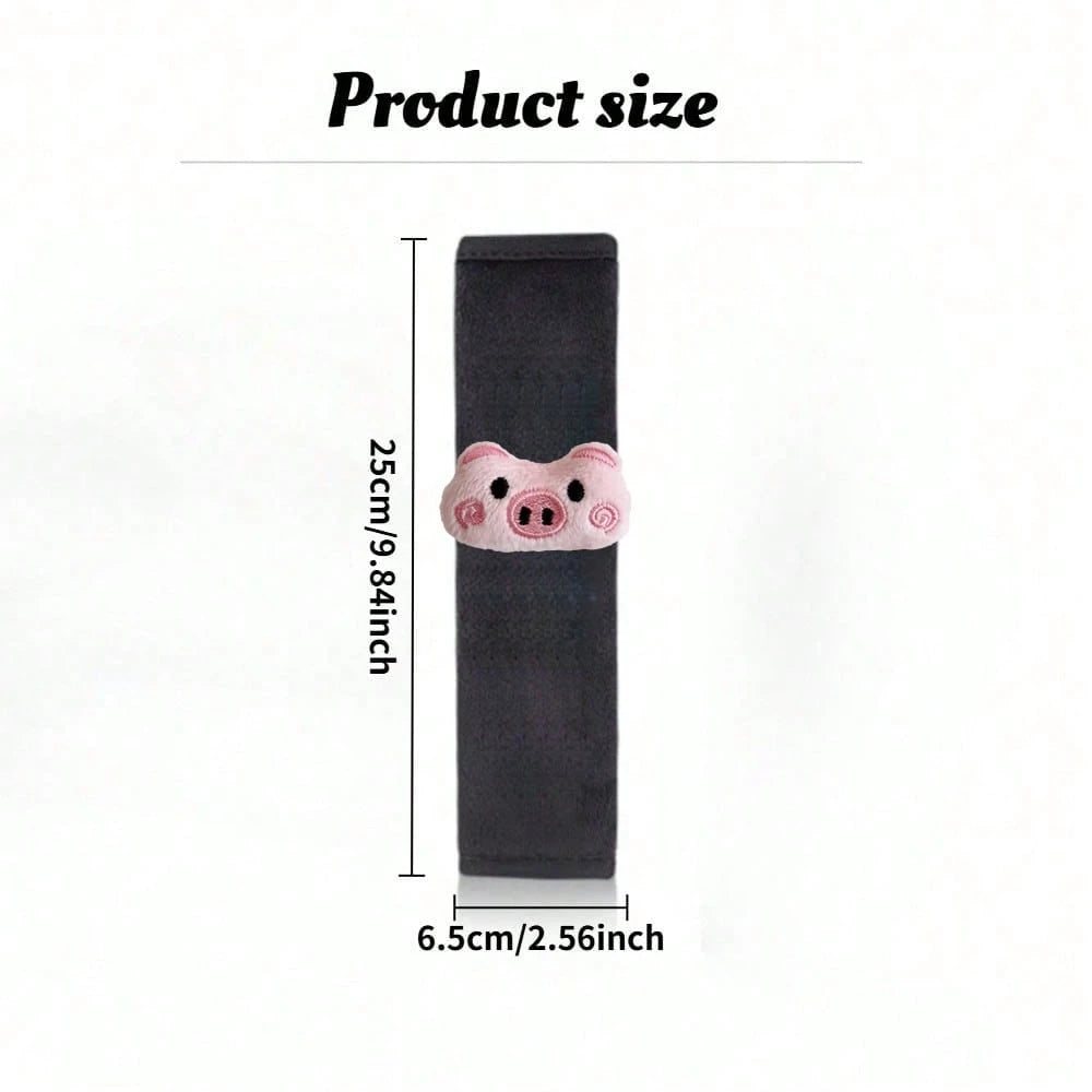 2pcs Plush Pig Shoulder Pads, Car Seat Belt Shoulder Cushion, Women's Car Interior Accessories