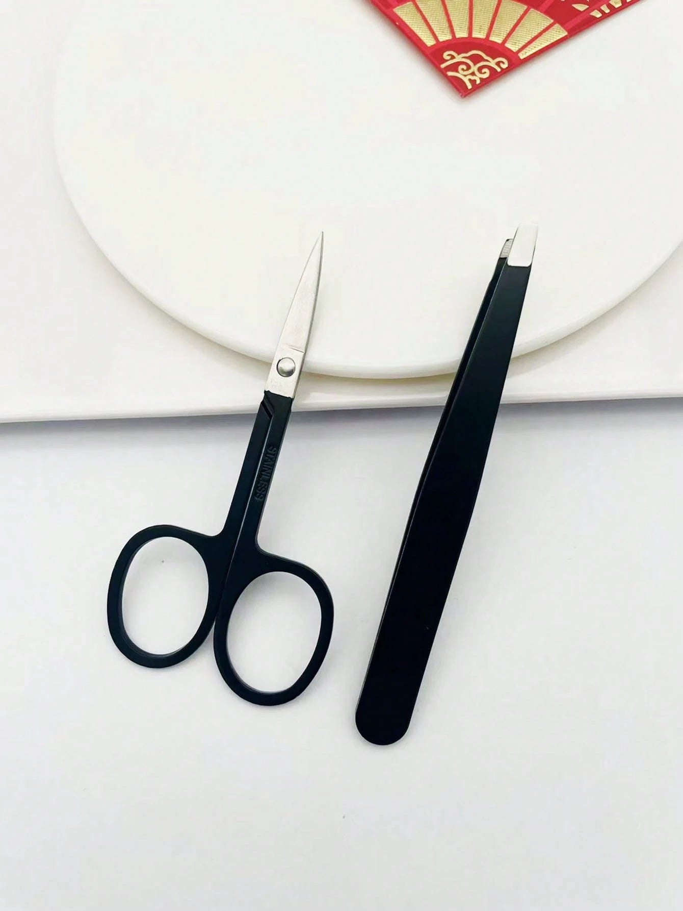 2pcs/Set, 1 Pink Eyebrow Scissors + 1 Pink Eyebrow Tweezer, Eyebrow Grooming Set, Beauty Tools, Suitable For Home And Commercial Use, Travel Friendly, Distribution, Gift For Girls, Home Decor, Vanity