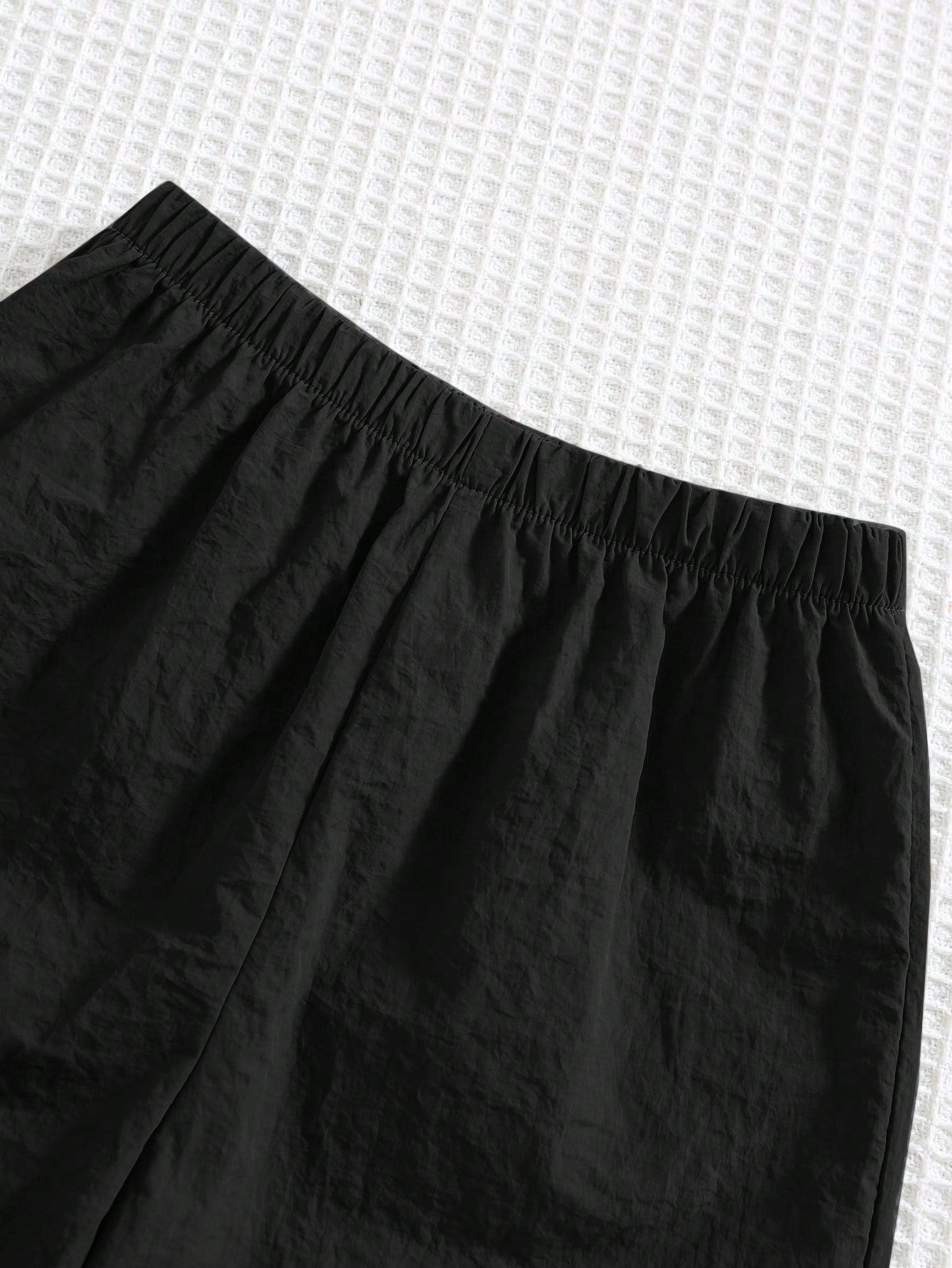 2pcs/Set Baby Boy Casual Korean Style Black Collared Tee And Elastic Waist Shorts Set,Summer Outfit Shirt Boys Short