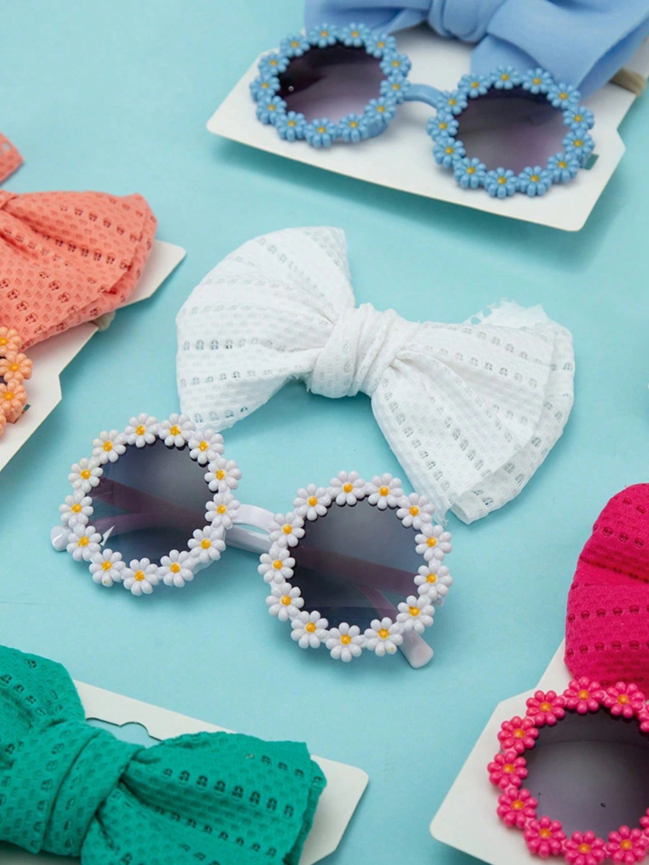 2pcs/Set Kid's Fashion Glasses Bow Headband Set, Floral Decoration Fashion Glasses Headwear For Boys & Girls